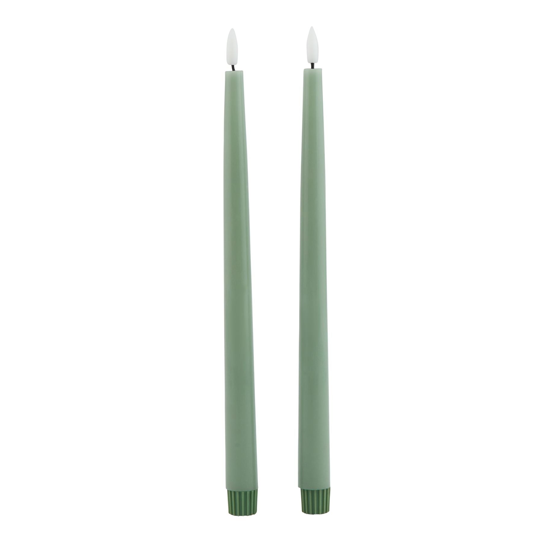 Luxe Collection S/2 Sage LED Wax Dinner Candles Set - Darlington's Décor