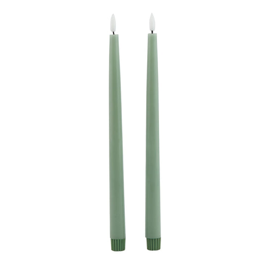 Luxe Collection S/2 Sage LED Wax Dinner Candles Set - Darlington's Décor