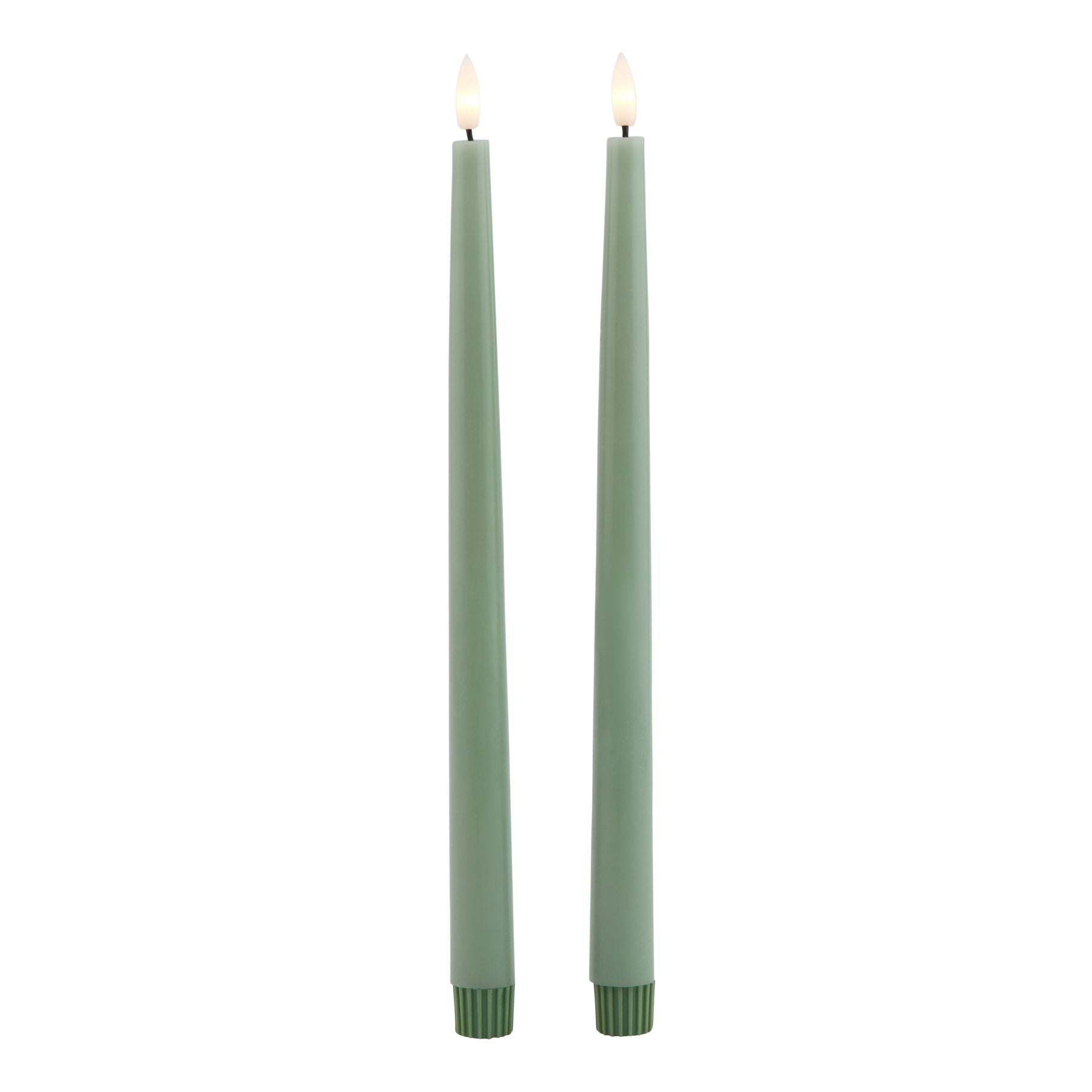 Luxe Collection S/2 Sage LED Wax Dinner Candles Set - Darlington's Décor