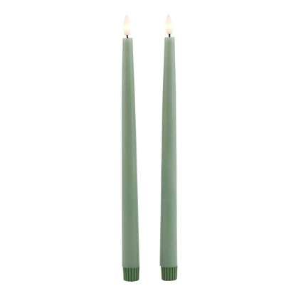 Luxe Collection S/2 Sage LED Wax Dinner Candles Set - Darlington's Décor