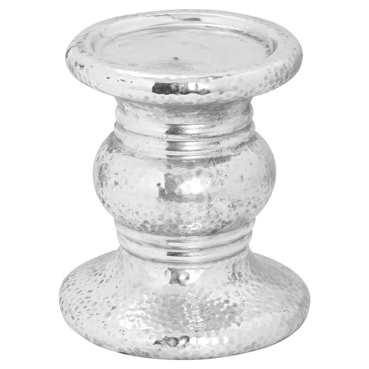 Luxurious Silver Punch Faced Ceramic Candle Holder - Darlington's Décor