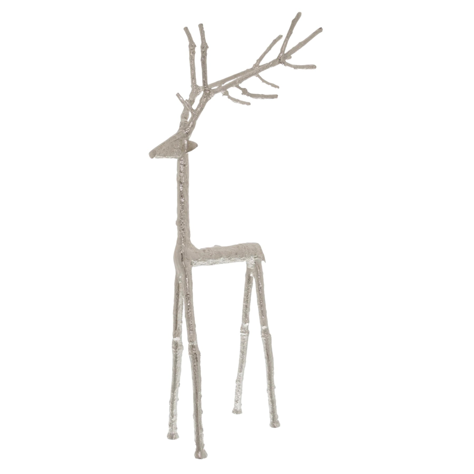 Majestic Large Silver Standing Stag Ornament for Displays - Darlington's Décor