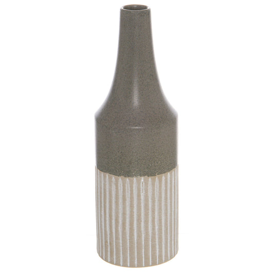 Mason Collection Grey Ceramic Convex Vase for Modern Decor - Darlington's Décor
