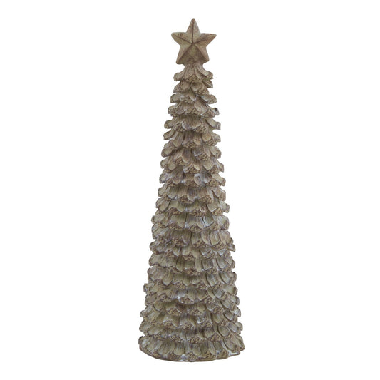 Medium Beige Cedar Tree With Star for Rustic Decor - Darlington's Décor