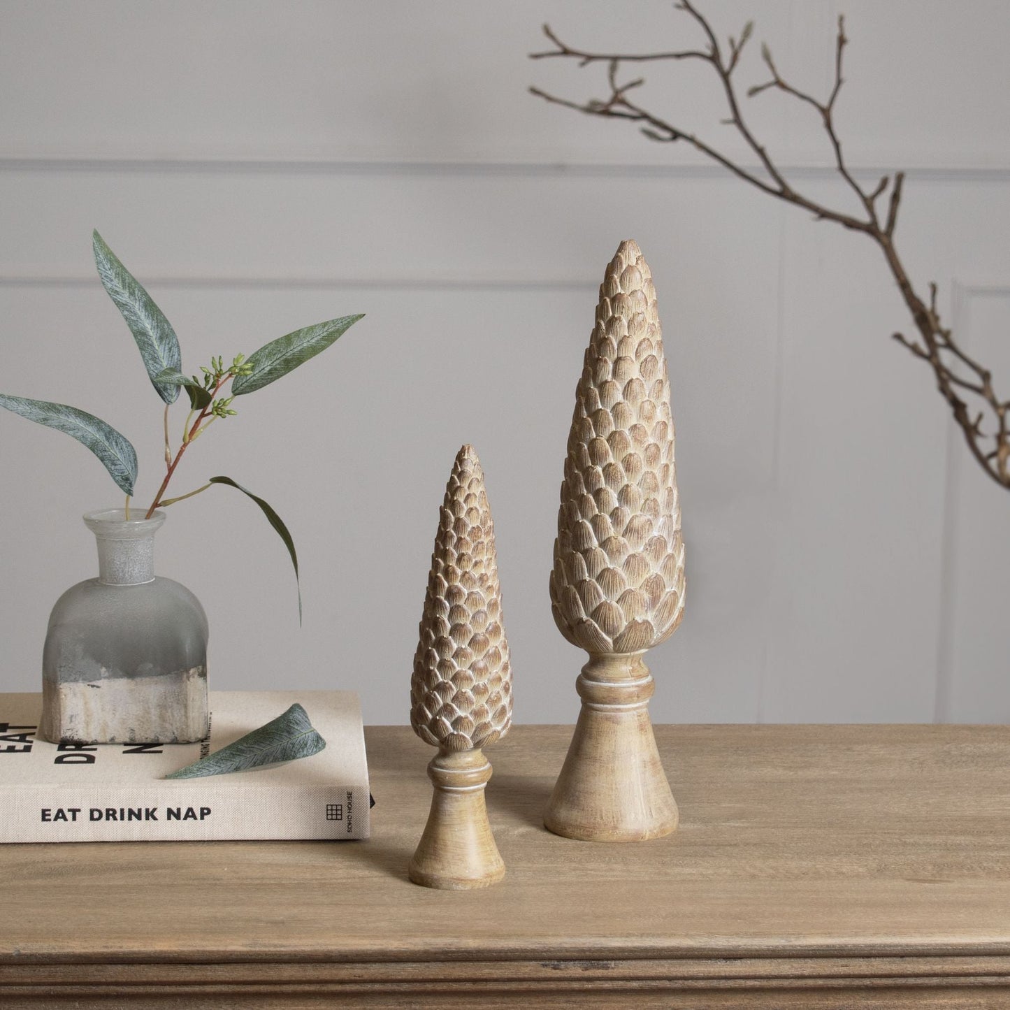 Medium Pinecone Sculpture On Base For Rustic Decor - Darlington's Décor