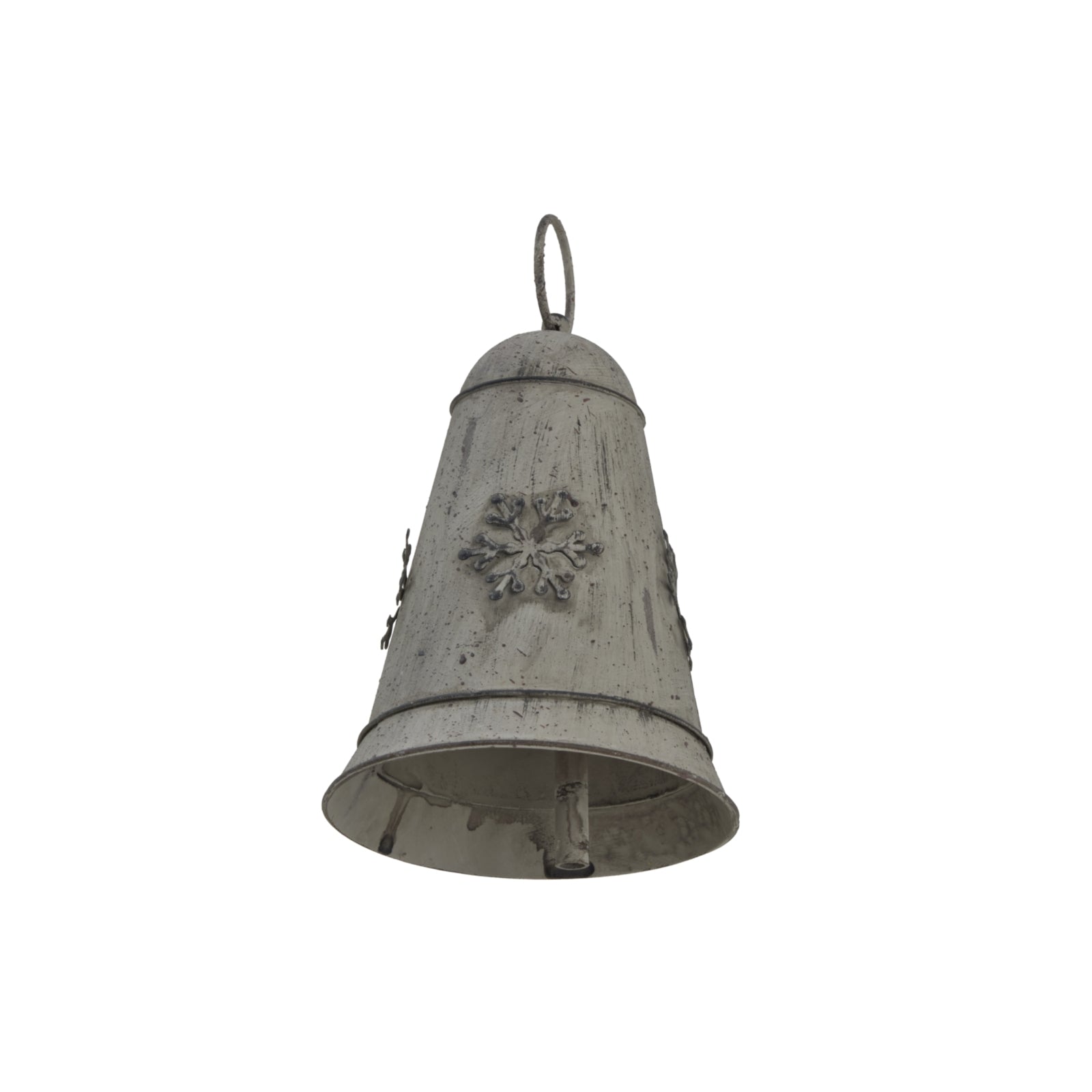 Medium Rustic Metal Hanging Bell With Snowflake Charm - Darlington's Décor