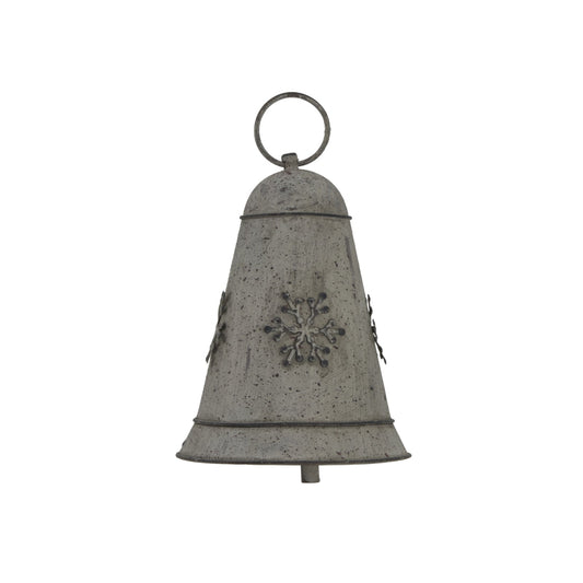 Medium Rustic Metal Hanging Bell With Snowflake Charm - Darlington's Décor