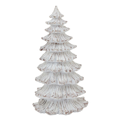 Medium Snowy Fir Tree Sculpture for Winter Decor - Darlington's Décor