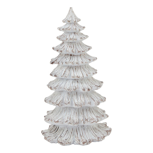 Medium Snowy Fir Tree Sculpture for Winter Decor - Darlington's Décor