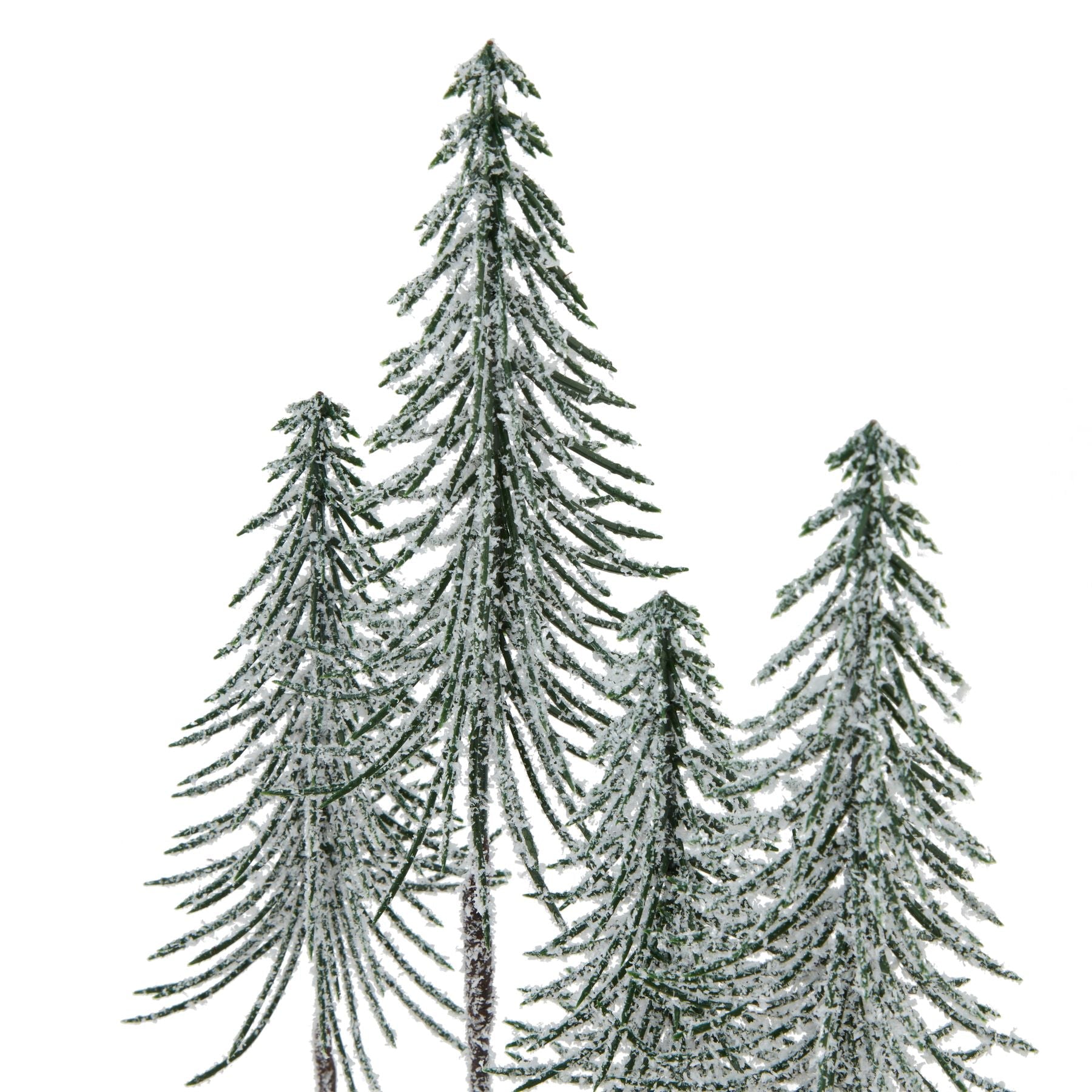 Medium Snowy Spindle Tree Quad In Wood Log Display - Darlington's Décor