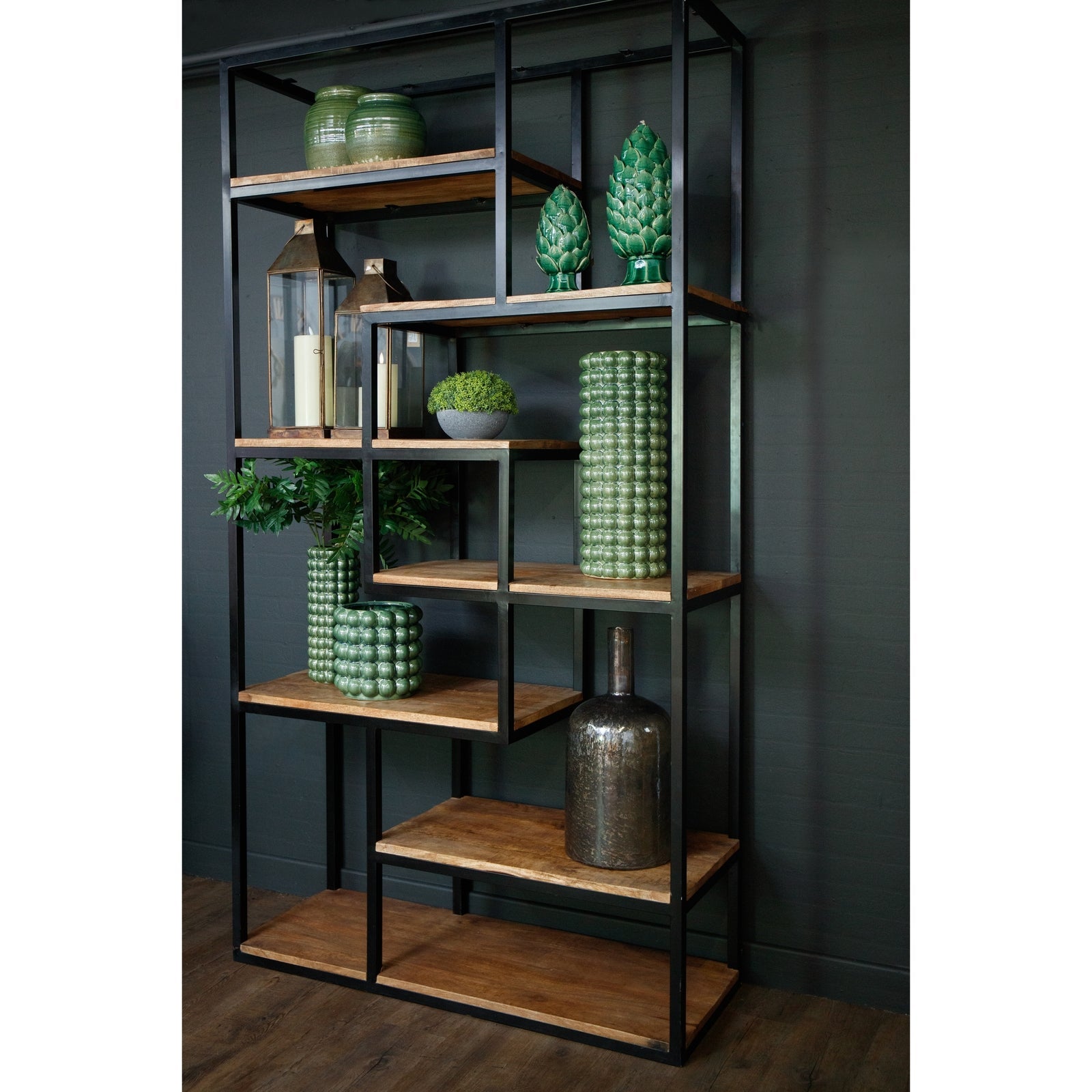 Stunning Multi Shelf Industrial Shelf Unit with Unique Metal Work - Darlington's Décor