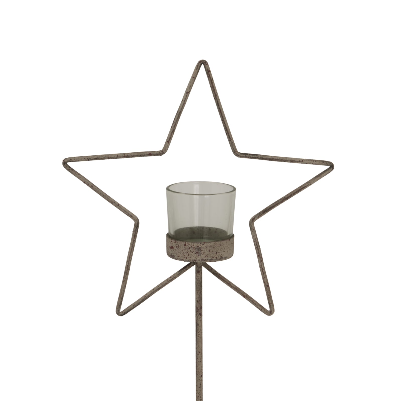 Natural Rustic Star On Wood Stand With Glass Votive Decor - Darlington's Décor