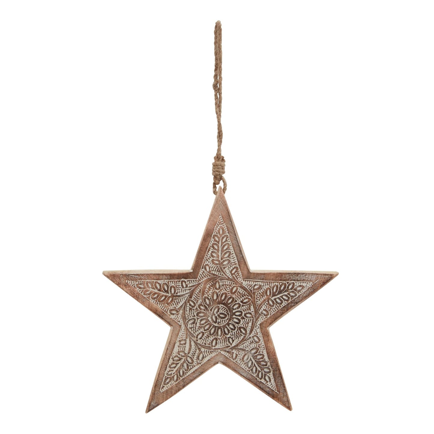 Natural Wooden Large Patterned Hanging Star Decor - Darlington's Décor