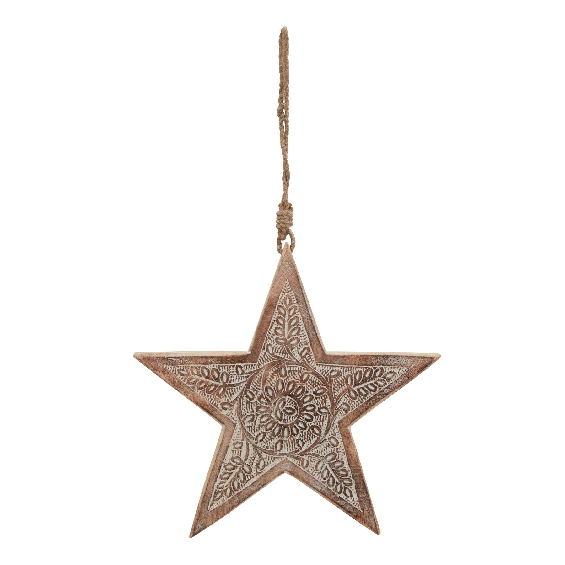 Natural Wooden Large Patterned Hanging Star Decor - Darlington's Décor