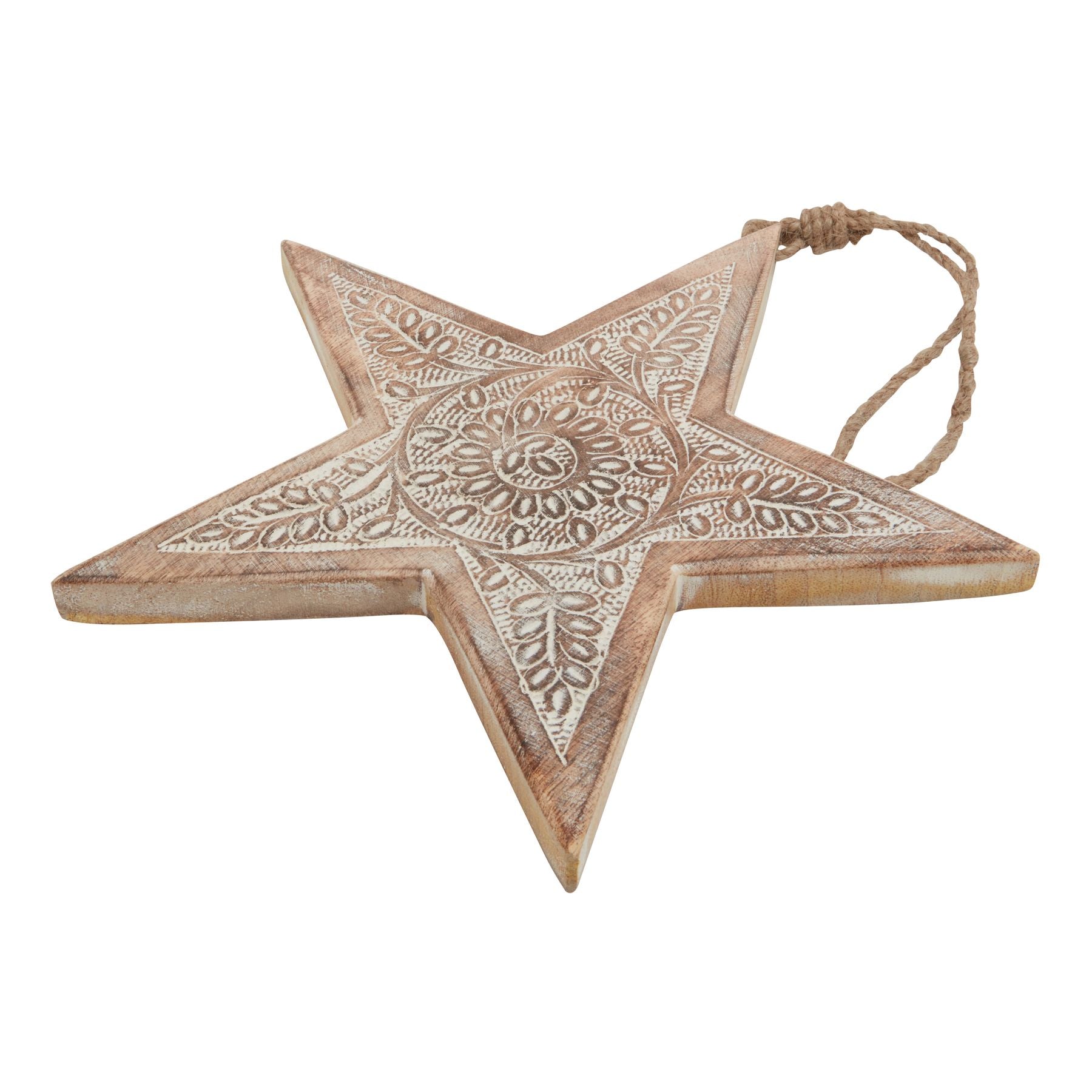 Natural Wooden Large Patterned Hanging Star Decor - Darlington's Décor