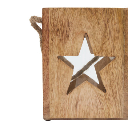 Natural Wooden Large Star Tealight Candle Holder Decor - Darlington's Décor