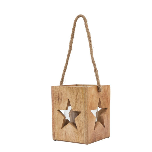 Natural Wooden Large Star Tealight Candle Holder Decor - Darlington's Décor