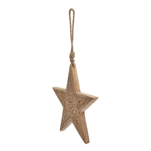 Natural Wooden Patterned Hanging Star for Rustic Decor - Darlington's Décor