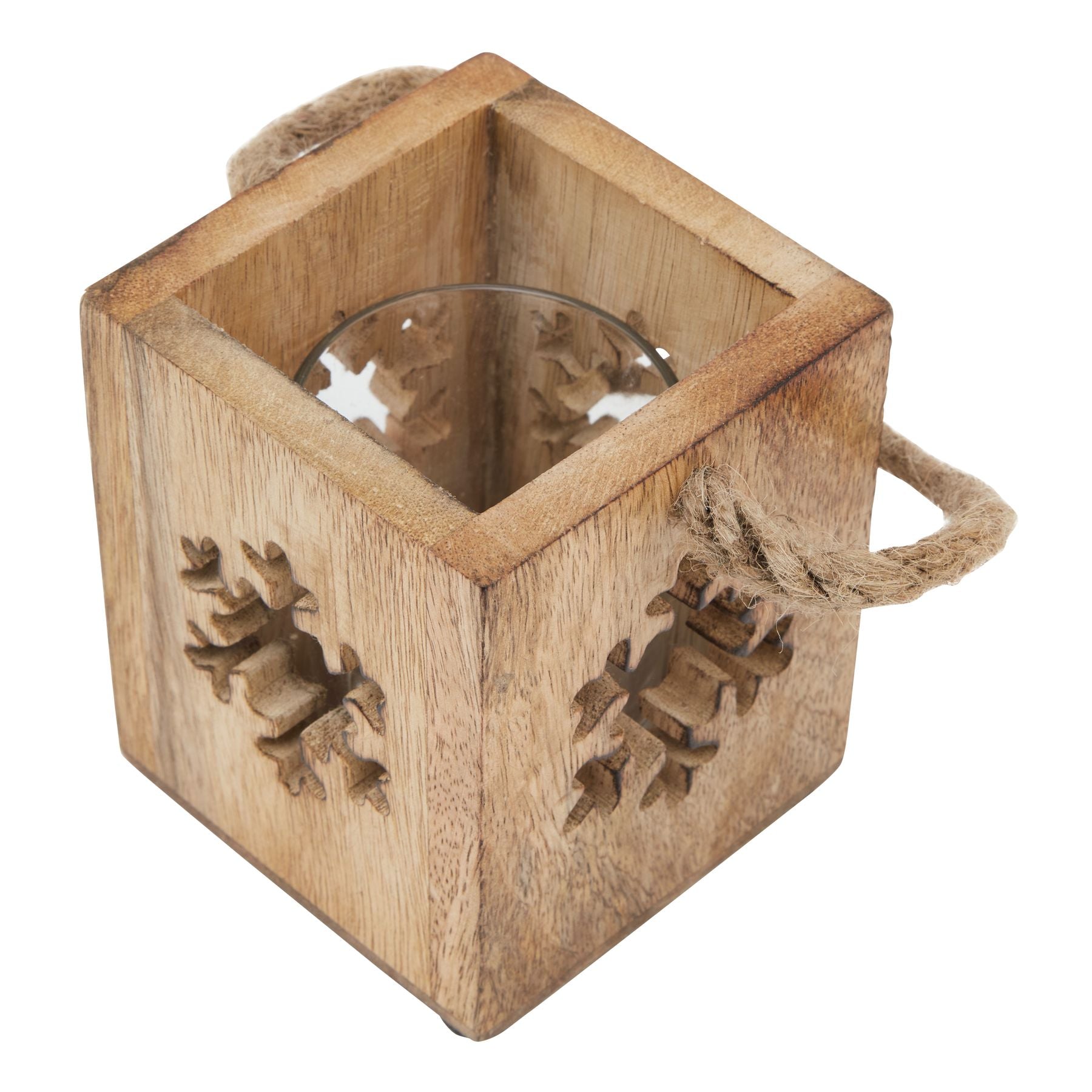 Natural Wooden Small Snowflake Tealight Candle Holder Decor - Darlington's Décor