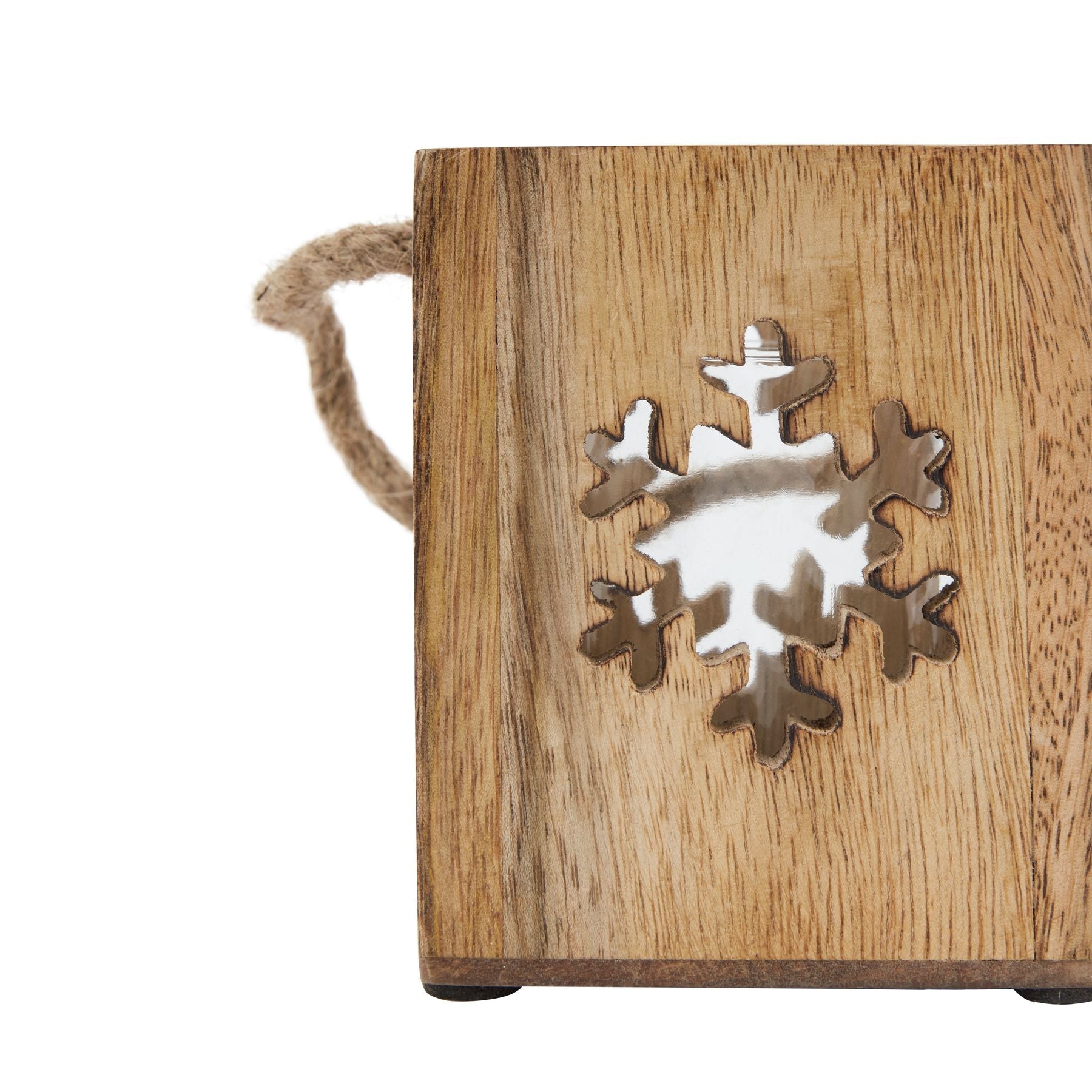 Natural Wooden Small Snowflake Tealight Candle Holder Decor - Darlington's Décor