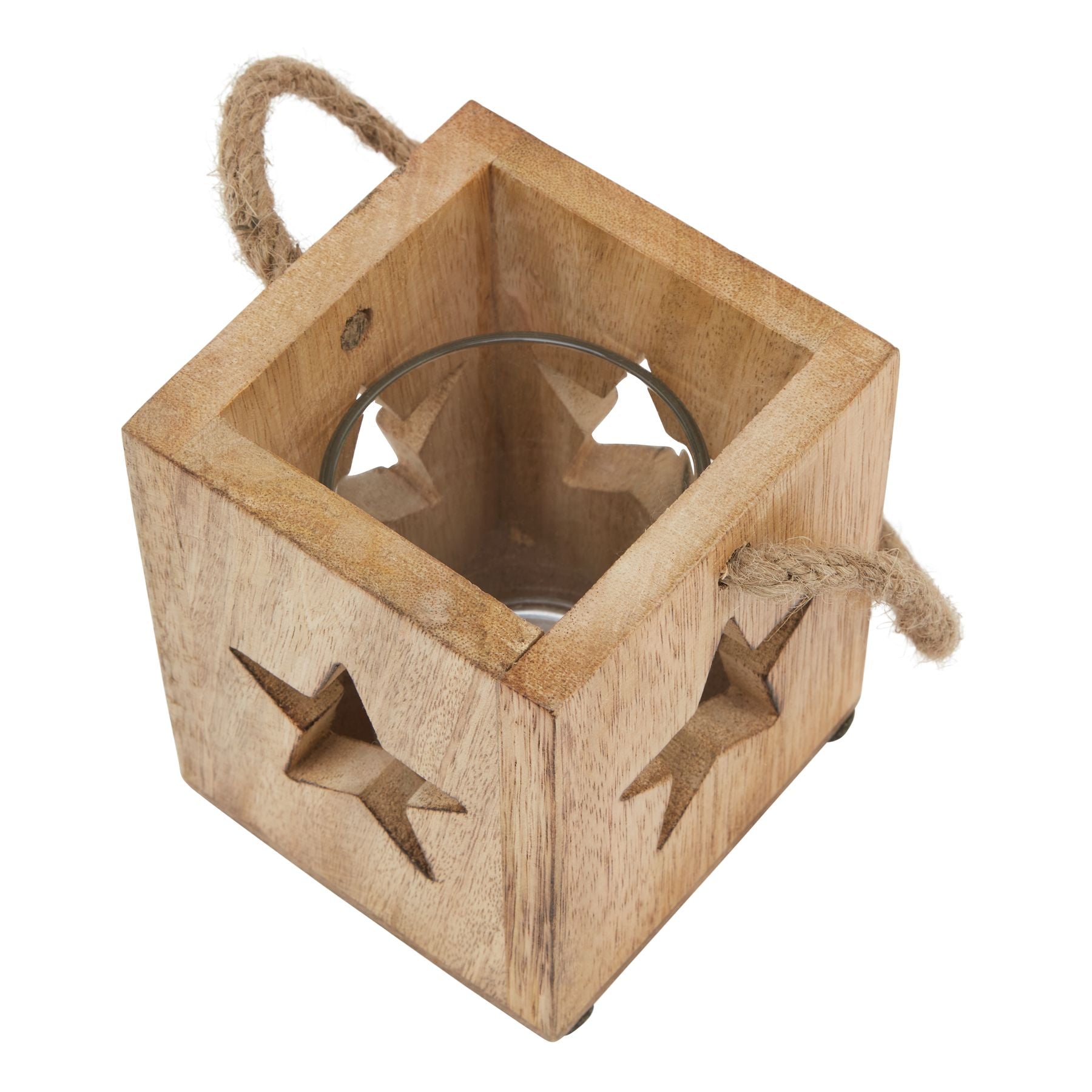 Natural Wooden Small Star Tealight Candle Holder Charm - Darlington's Décor