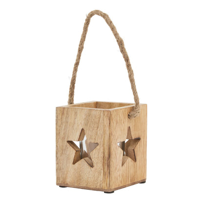 Natural Wooden Small Star Tealight Candle Holder Charm - Darlington's Décor