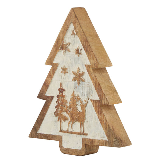 Natural Wooden Snow Scene Tree Decoration for Winter Charm - Darlington's Décor