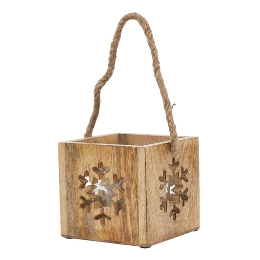Natural Wooden Snowflake Tealight Candle Holder for Cozy Decor - Darlington's Décor