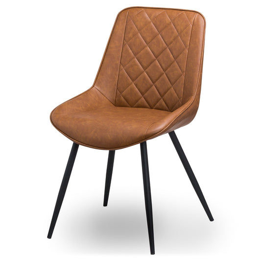 Elegant Oslo Tan Dining Chair with Diamond Stitching, Comfort Boost - Darlington's Décor