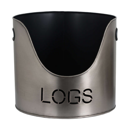 Pewter Finish Logs And Kindling Buckets With Holder - Darlington's Décor