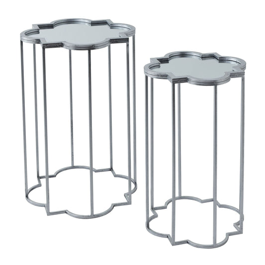 Elegant Quarter Foil Mirrored Set Of Two Side Tables - Enhance Your Space - Darlington's Décor