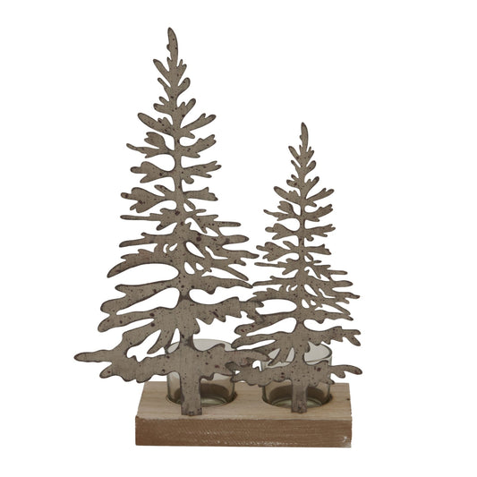 Rustic Double Silhouette Trees On Stand for Winter Decor - Darlington's Décor