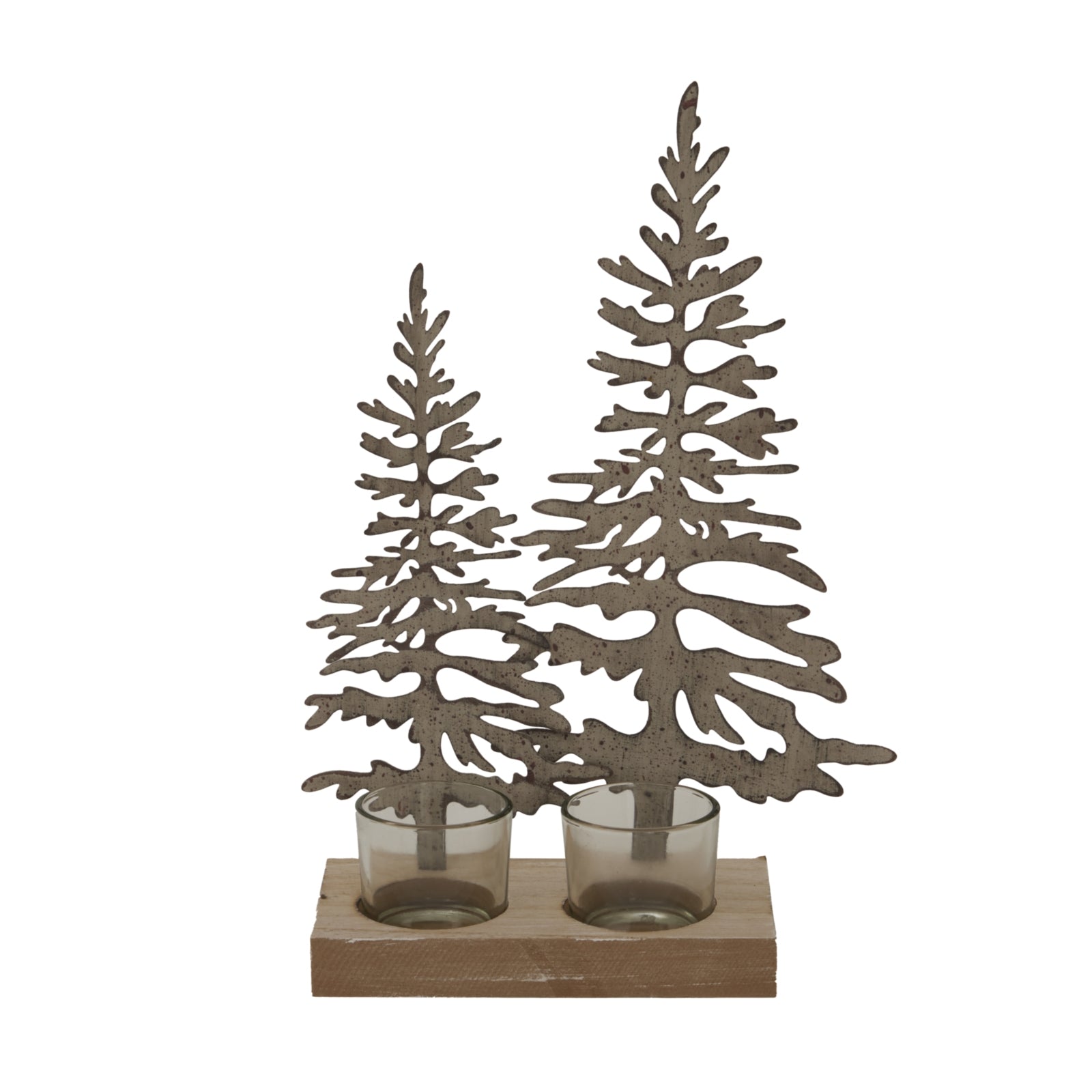 Rustic Double Silhouette Trees On Stand for Winter Decor - Darlington's Décor