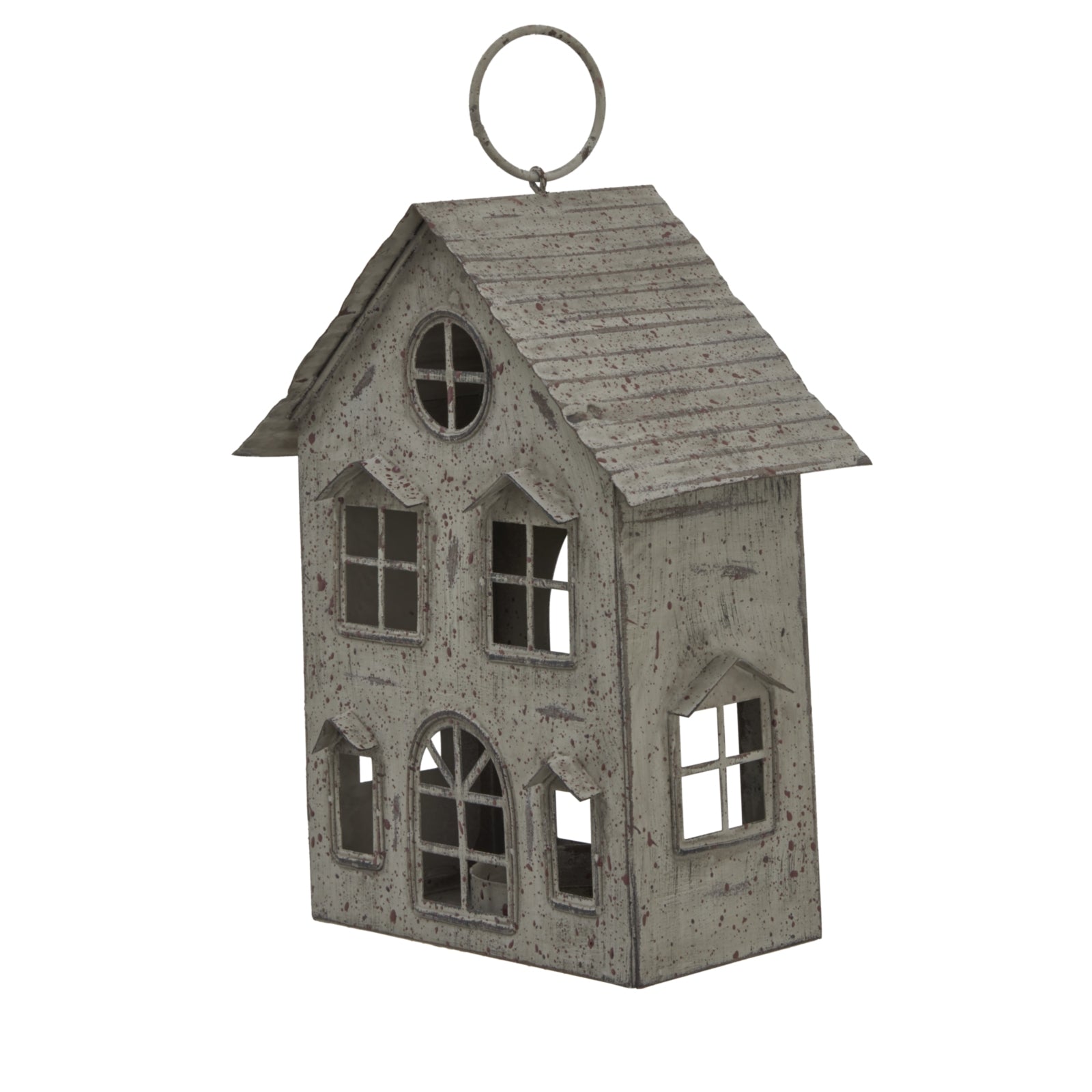Rustic Metal Hanging House Tealight With Glass Votive - Darlington's Décor