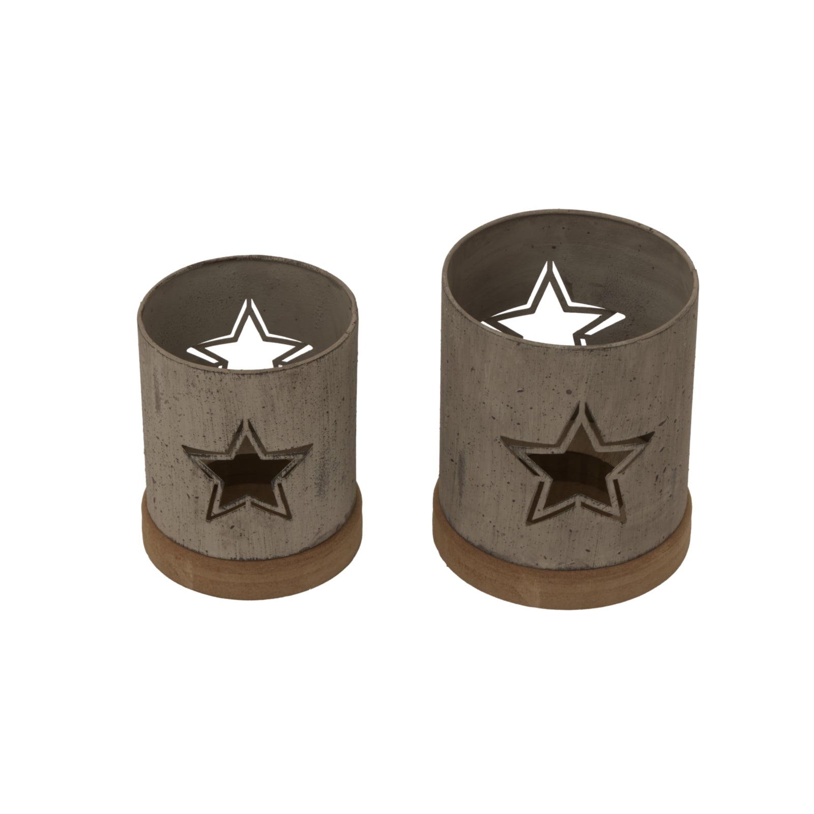 Rustic Metal Star Candle Holder On Wood Stand Design - Darlington's Décor