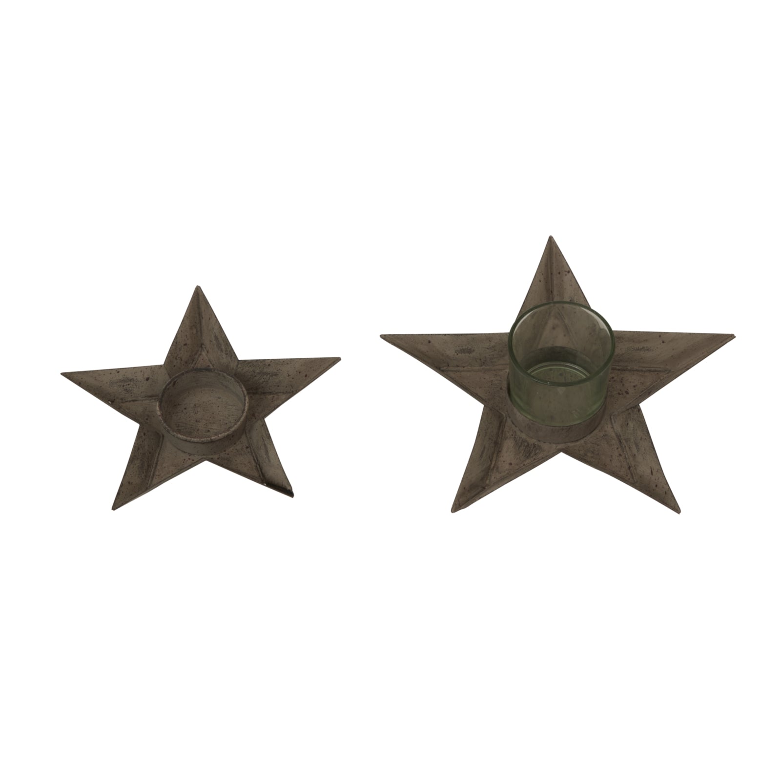 Rustic Metal Star Tealight With Glass Votive Holder - Darlington's Décor