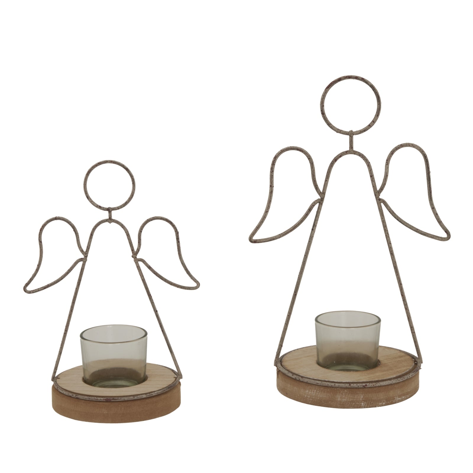 Rustic Outline Angel Tealight On Stand With Glass Votive - Darlington's Décor