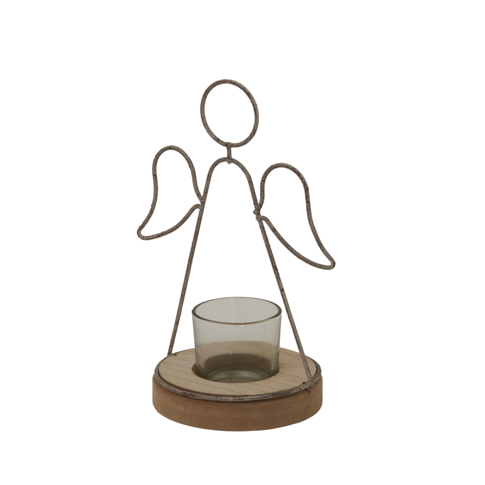 Rustic Outline Angel Tealight On Stand With Glass Votive - Darlington's Décor