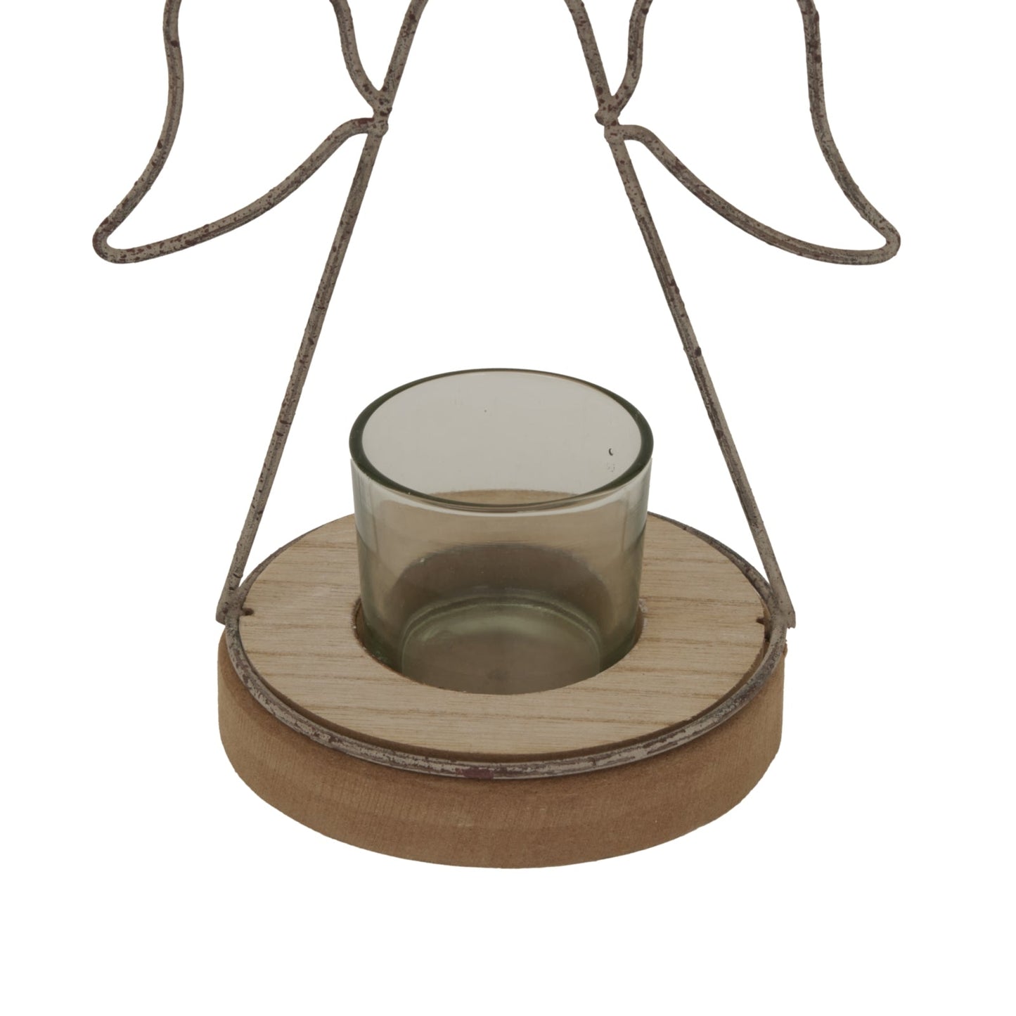 Rustic Outline Angel Tealight On Stand With Glass Votive - Darlington's Décor