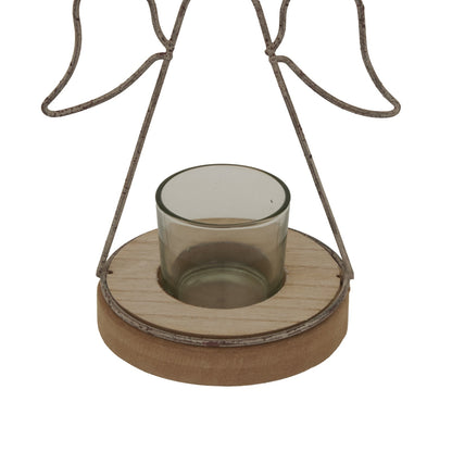 Rustic Outline Angel Tealight On Stand With Glass Votive - Darlington's Décor