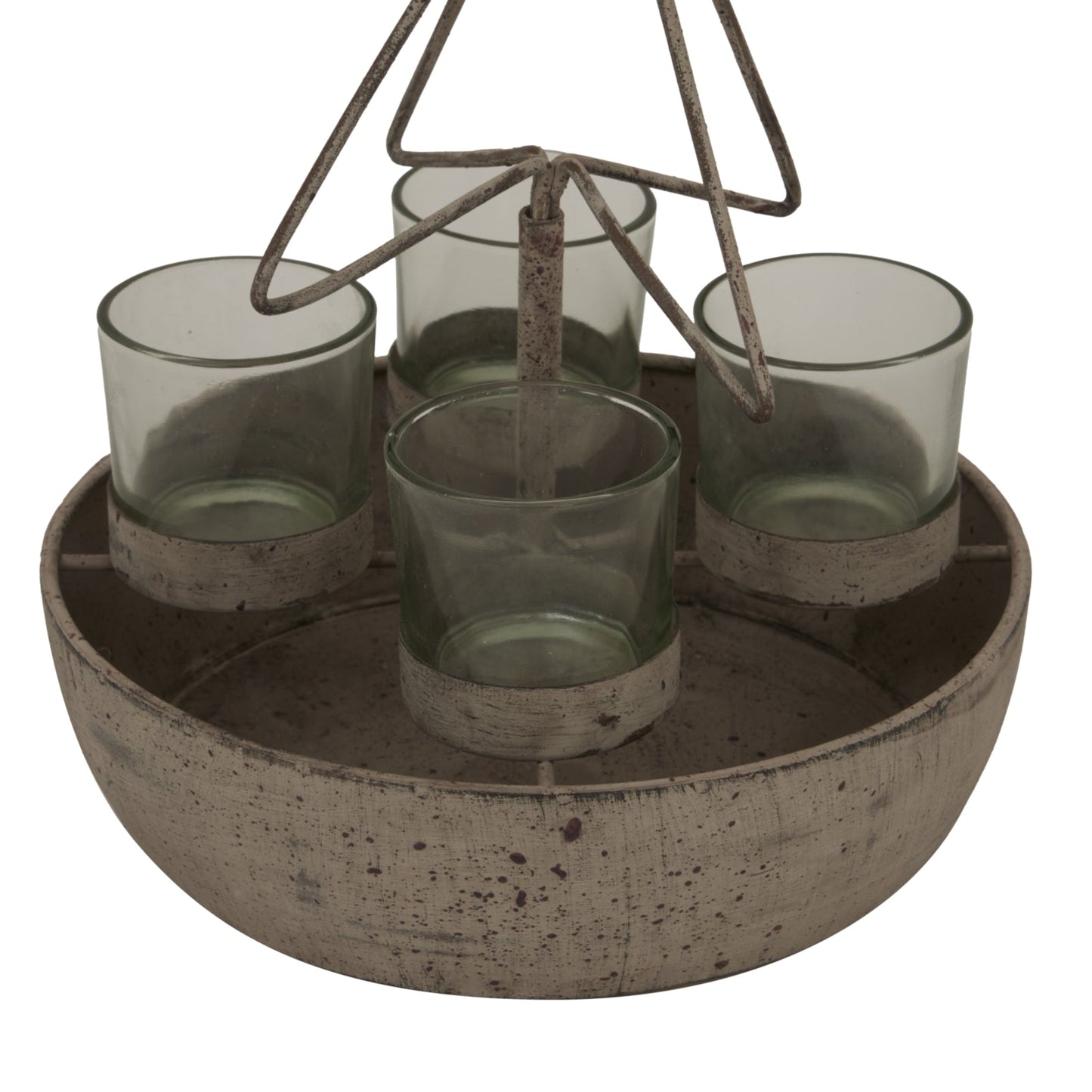 Rustic Outline Tree And Star With Four Glass Votives Display - Darlington's Décor