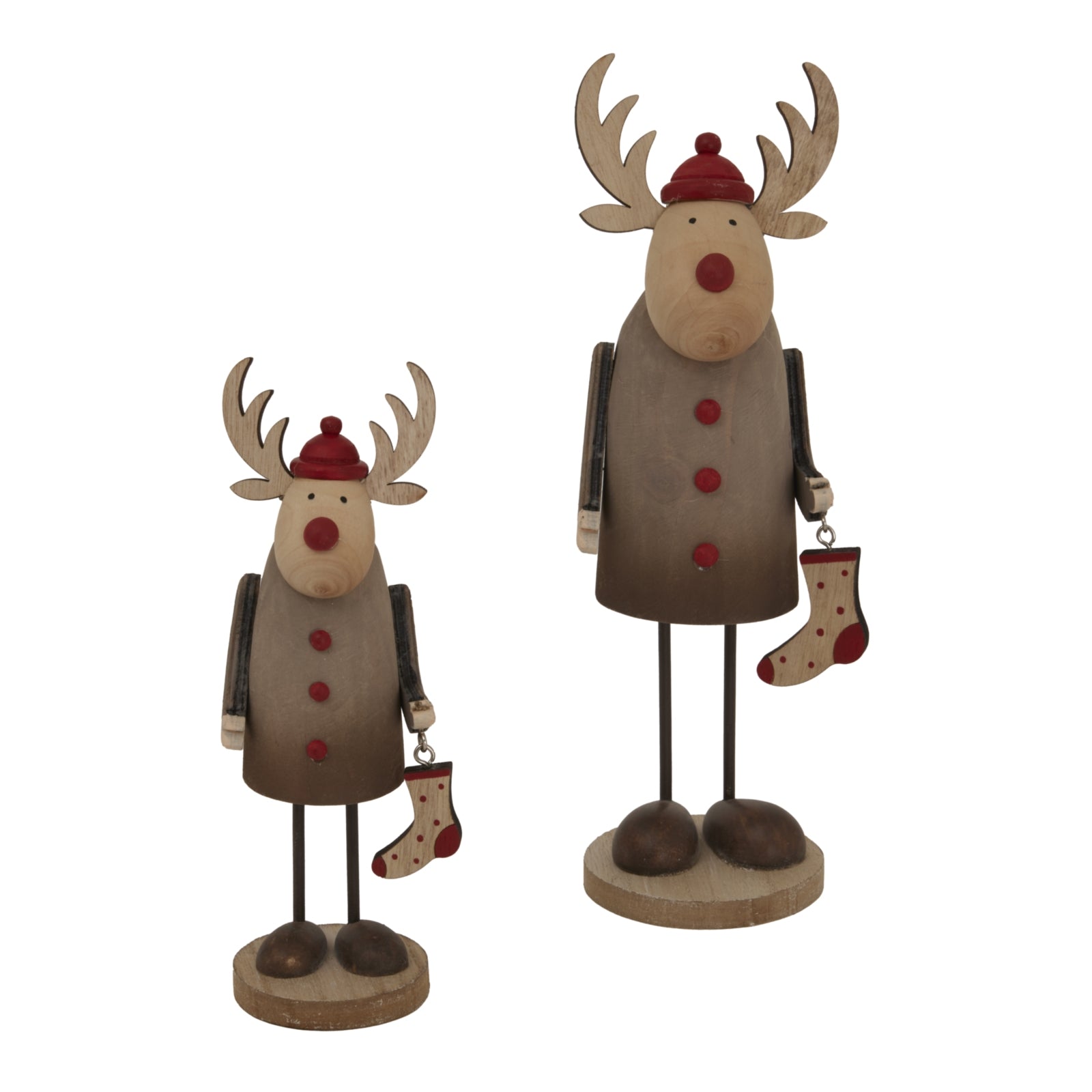Rustic Rudolf With Stocking Decoration for Festive Charm - Darlington's Décor