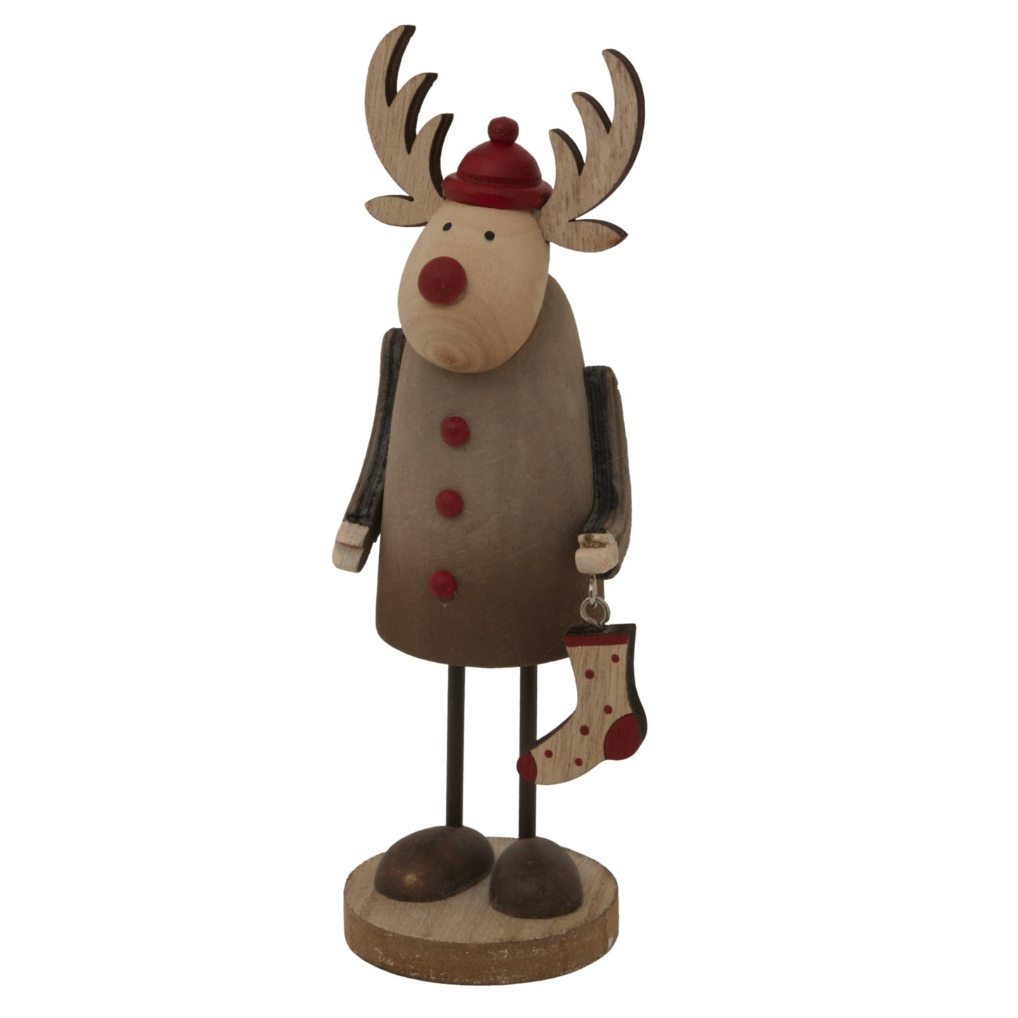 Rustic Rudolf With Stocking Decoration for Festive Charm - Darlington's Décor