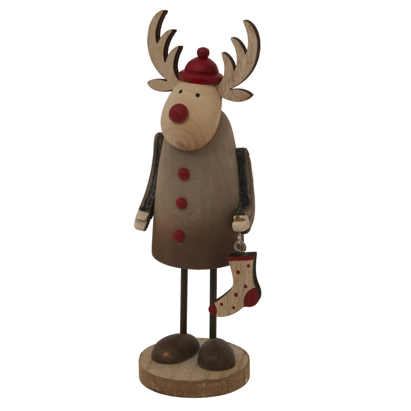 Rustic Rudolf With Stocking Decoration for Festive Charm - Darlington's Décor