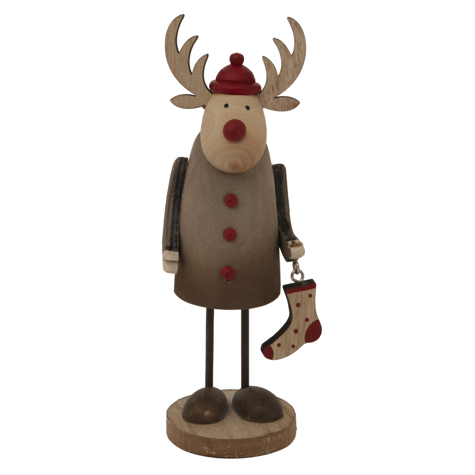 Rustic Rudolf With Stocking Decoration for Festive Charm - Darlington's Décor