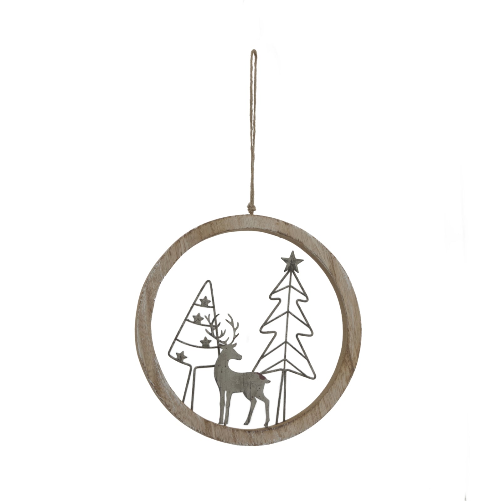 Rustic Snow Scene In Hoop Hanging Decoration Delight - Darlington's Décor