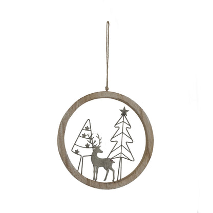 Rustic Snow Scene In Hoop Hanging Decoration Delight - Darlington's Décor