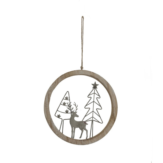 Rustic Snow Scene In Hoop Hanging Decoration Delight - Darlington's Décor