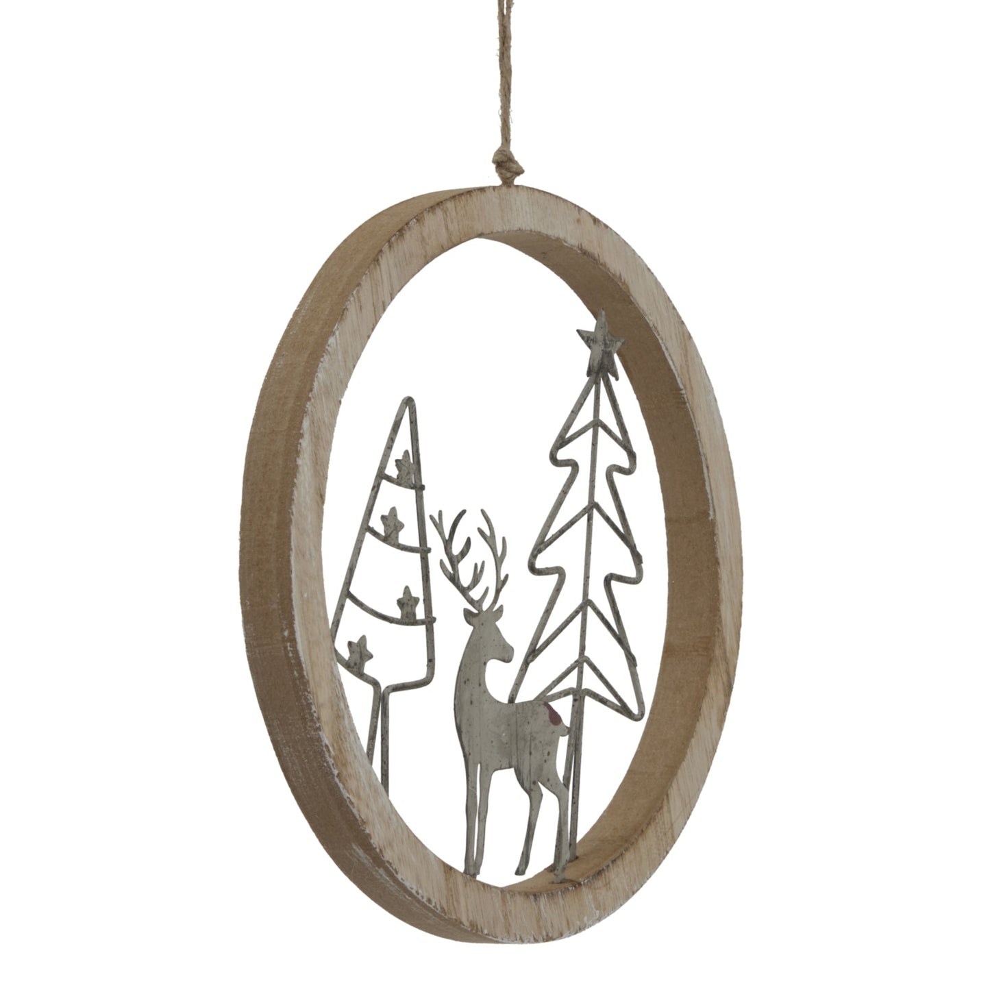 Rustic Snow Scene In Hoop Hanging Decoration Delight - Darlington's Décor
