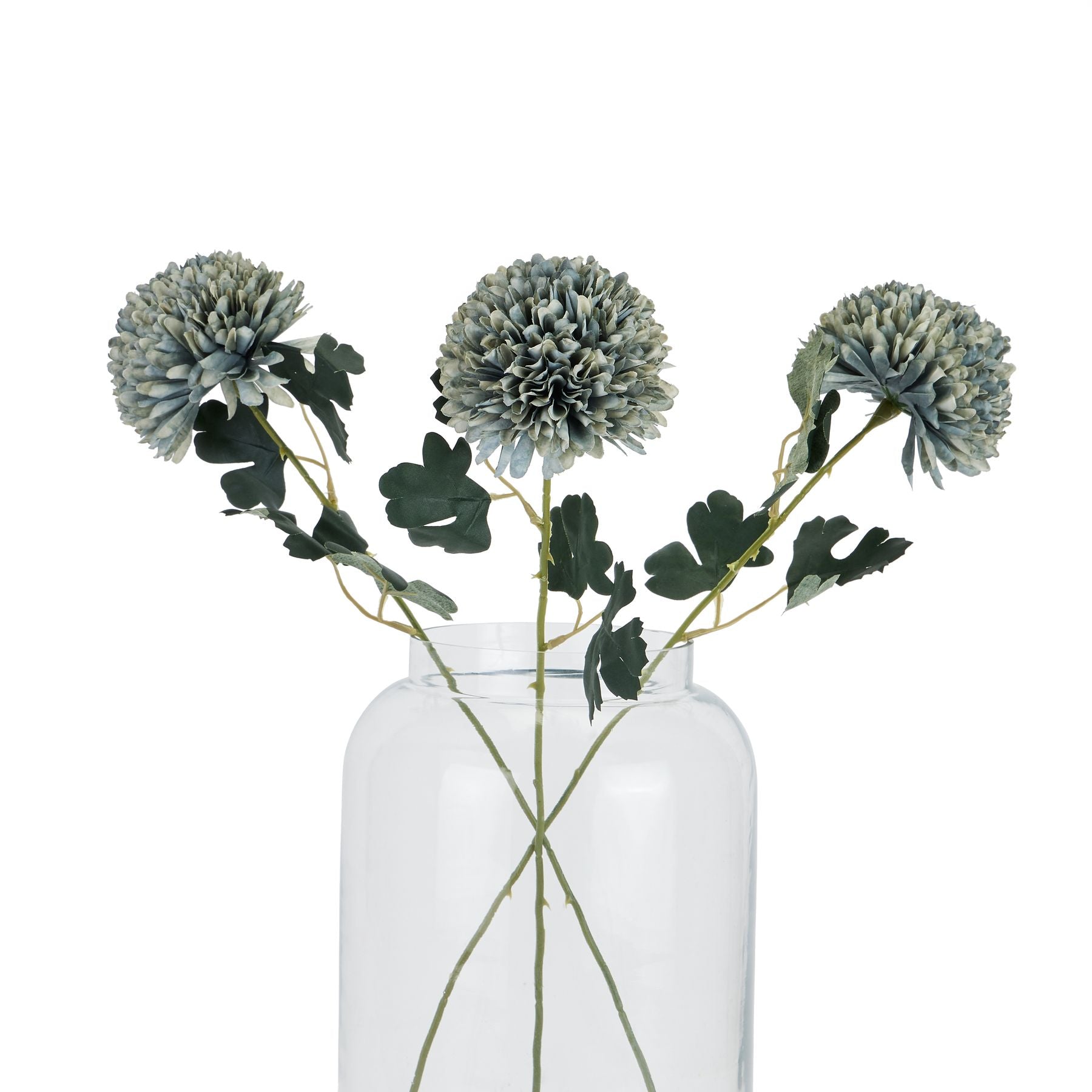 Serene Pale Green Blue Chrysanthemum Floral Stem - Darlington's Décor
